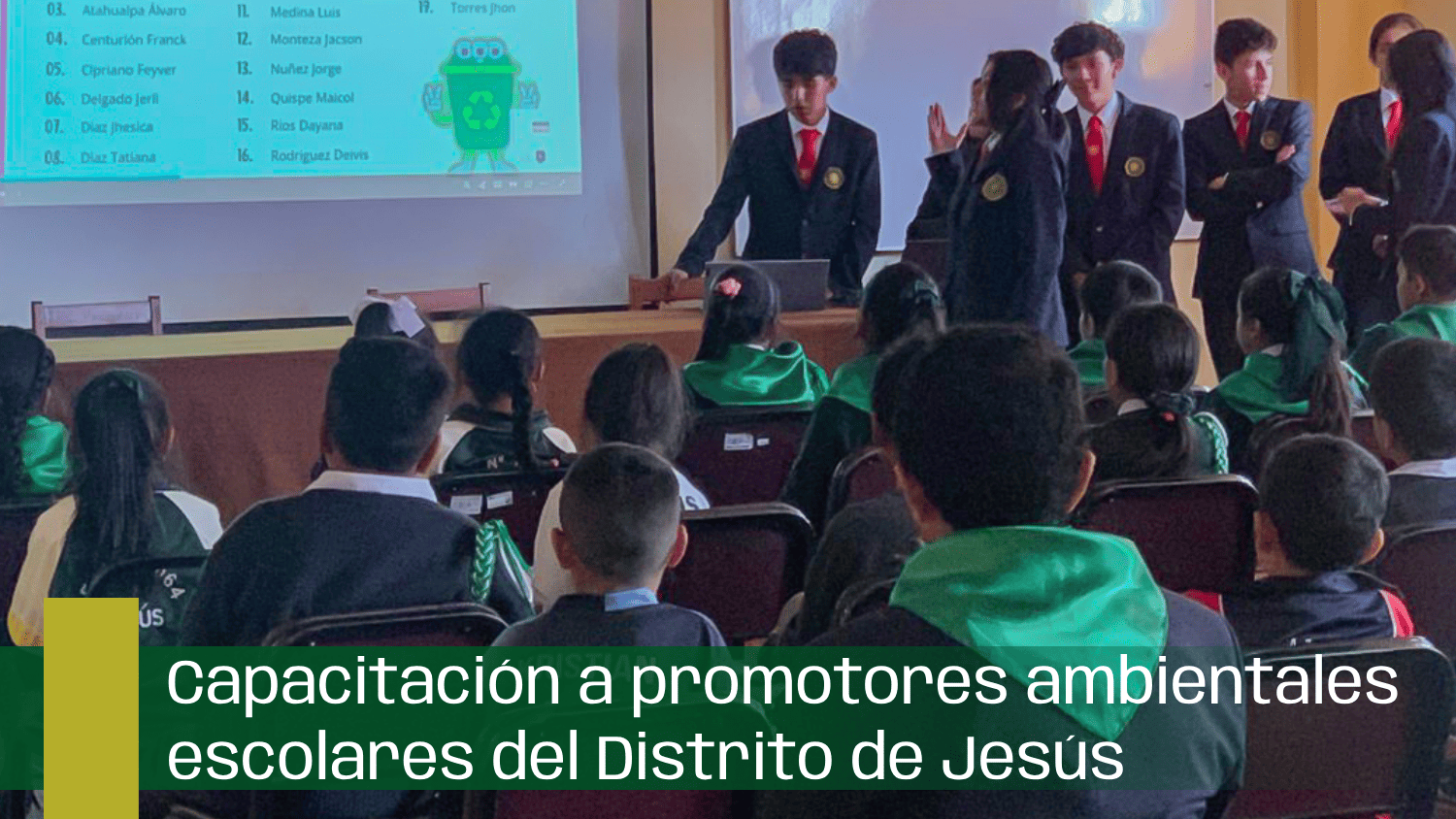 Capacitación a promotores ambientales escolares del Distrito de Jesús