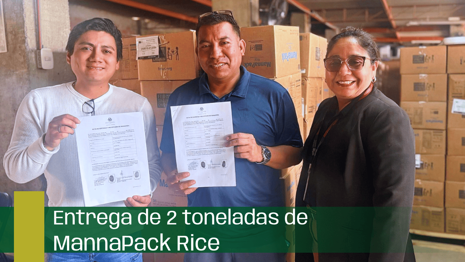 2 toneladas de MannaPack Rice llegan a beneficiarias del Vaso de Leche